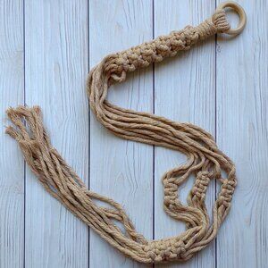 NEW! Tan Boho Macrame Plant Hanger | Hanging Planter Indoor Garden Home Decor